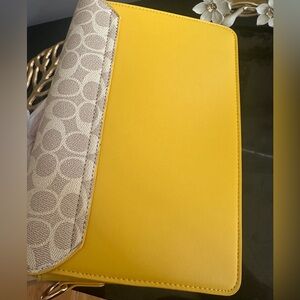Chic Yellow Canvas Shoulder/Cross Body with Gold Hardware & Bonus Straps BNWT